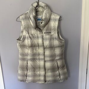 Columbia Cream Plaid Puffer Vest